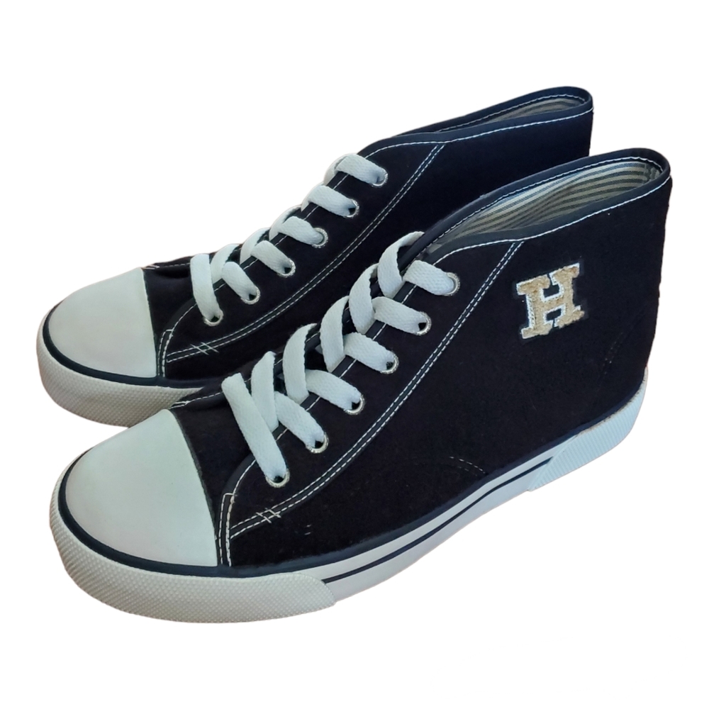Tommy Hilfiger Women High Top Faux Fur Sneakers Black Shoes Size 8.5